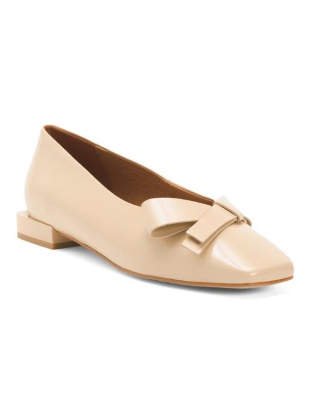 Leather Bow Ballerina Flats Made in Spain NWT Square Toe Ballet Shoes